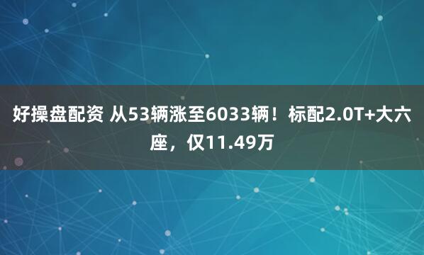 好操盘配资 从53辆涨至6033辆！标配2.0T+大六座，仅11.49万